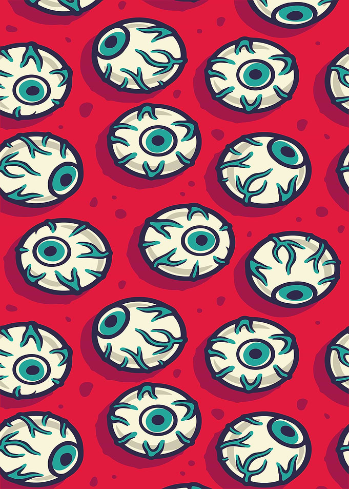 Eyeball Pattern on Red Background
