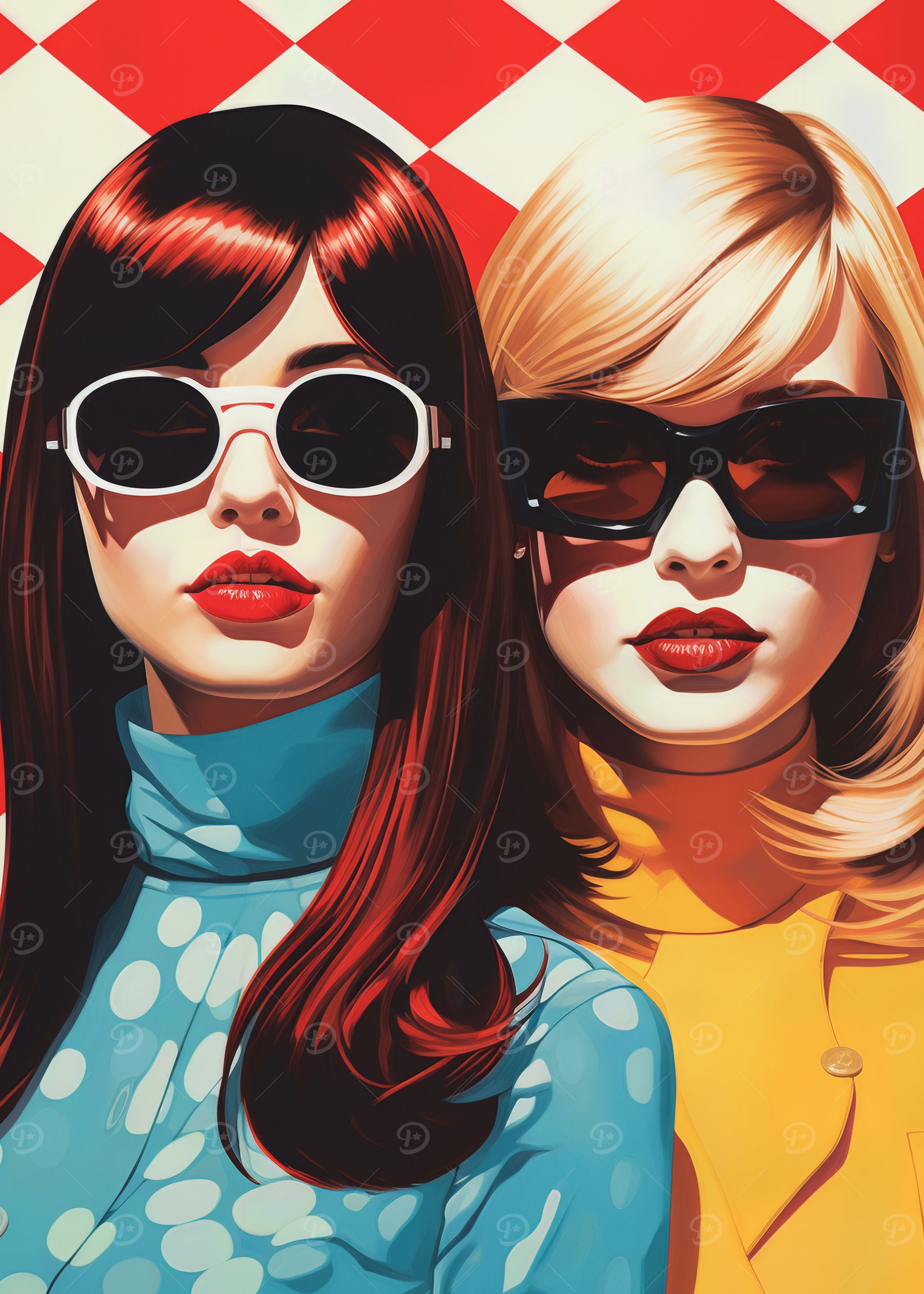 Retro Fashion Portrait of Two Women