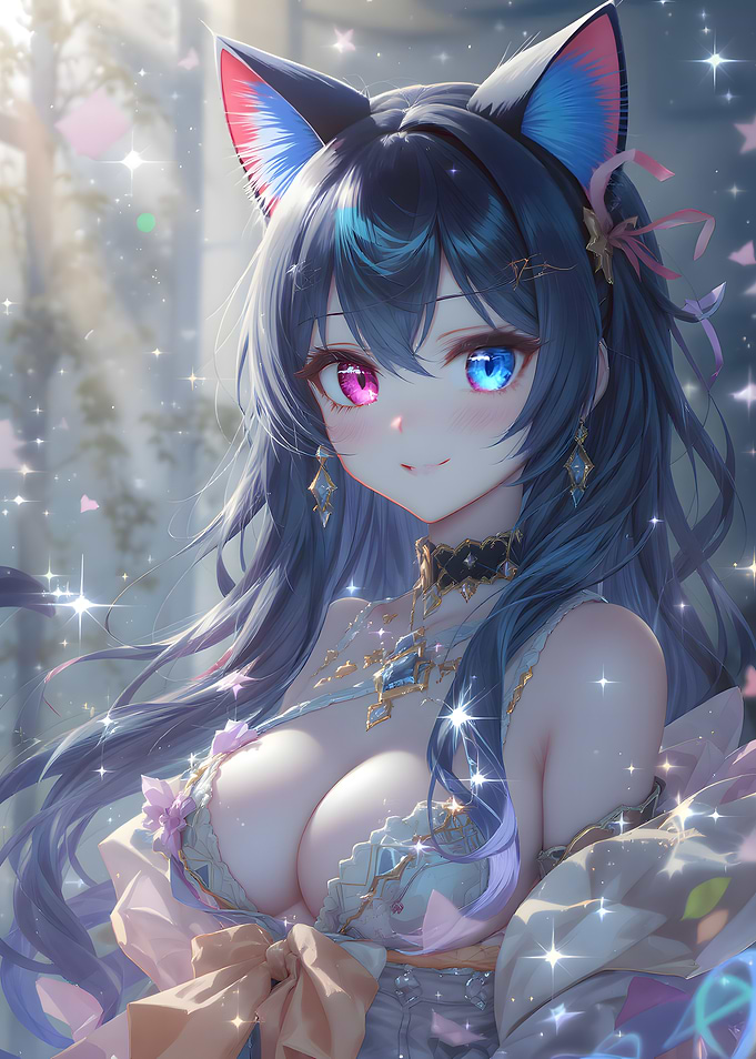 Anime Cat Girl with Heterochromia Eyes
