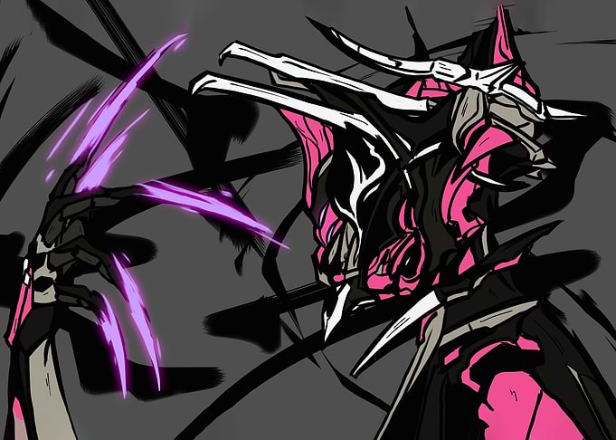 Abstract Pink and Black Character Illustration