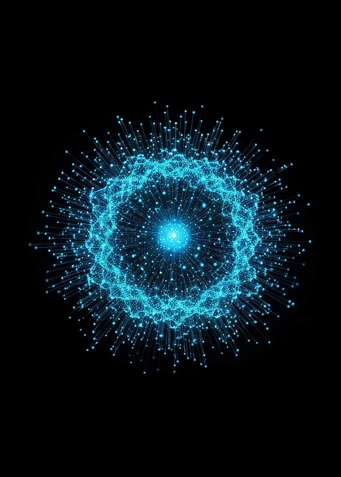 Abstract Blue Light Burst on Black