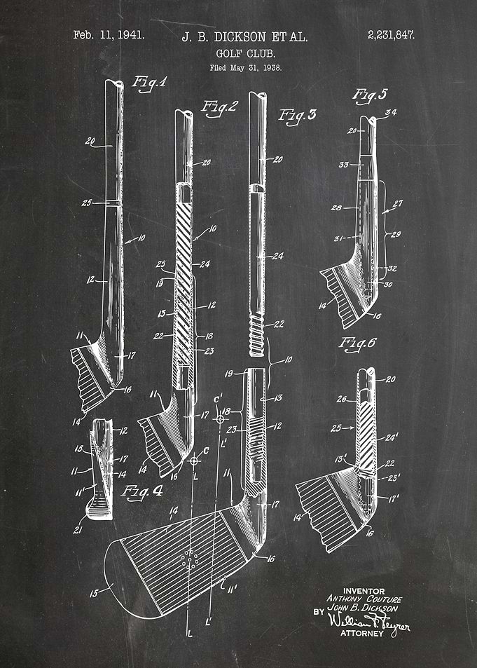 Golf Club Patent Blueprint - 1941