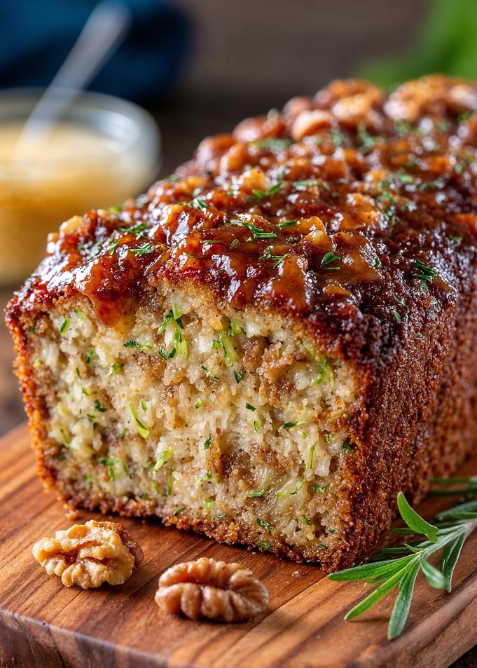 Zucchini Bread with Glaze and Walnuts
