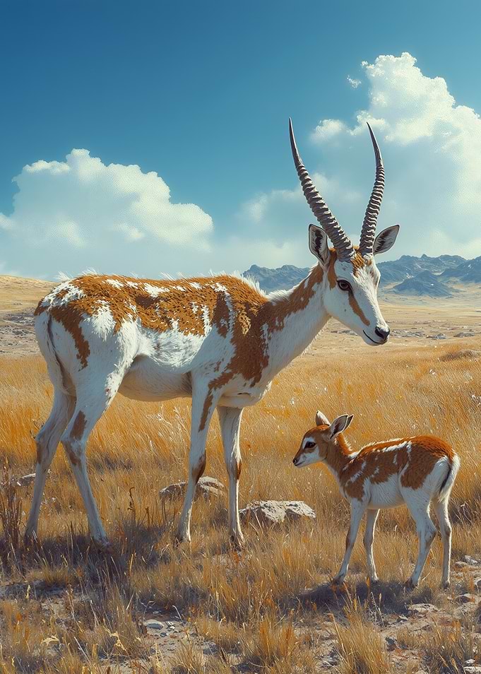 Mother and Baby Addax Antelope