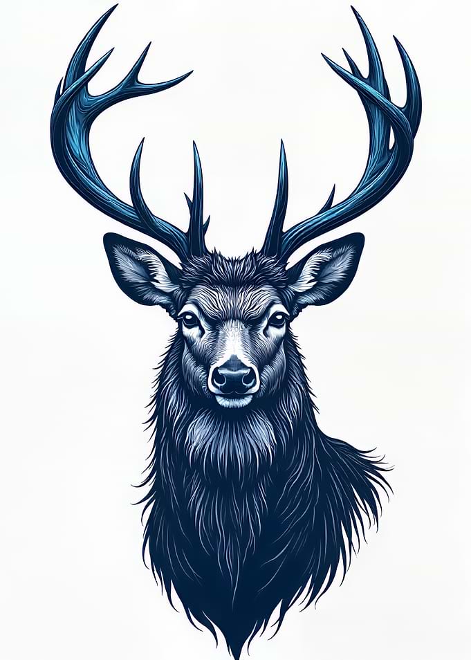 Elegant Blue Deer Portrait