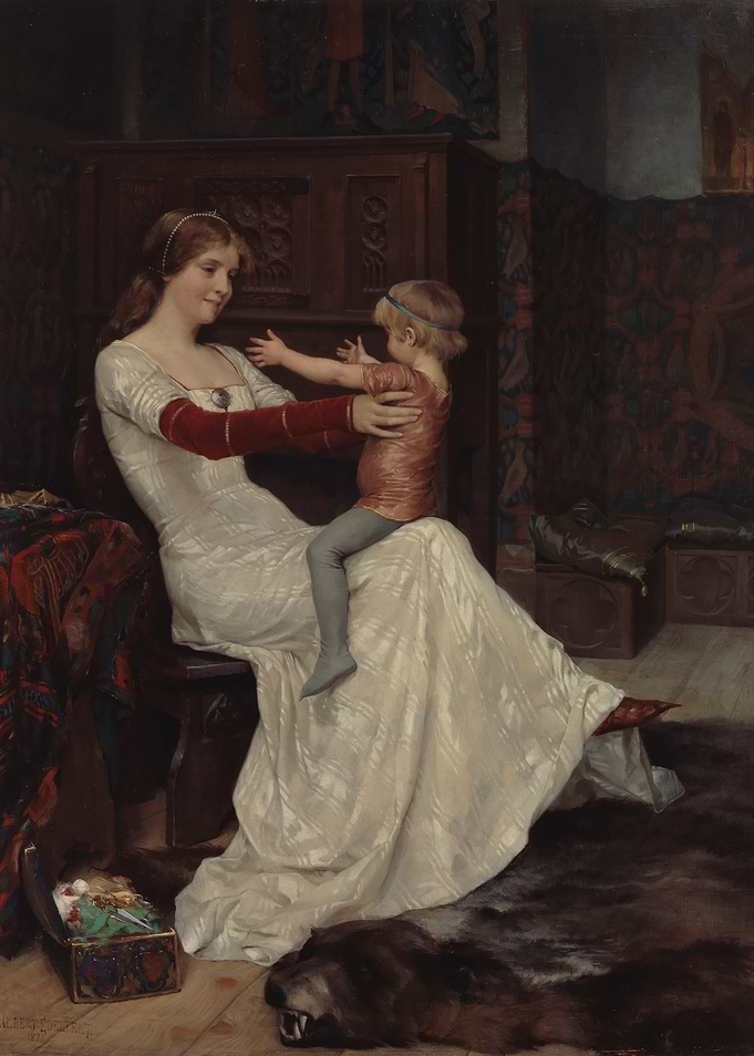 Mother and Child in Medieval Setting