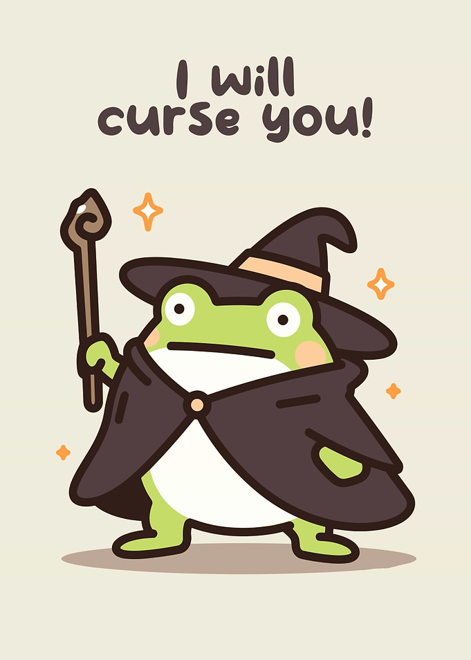 Cute Frog Wizard Cartoon Illustration