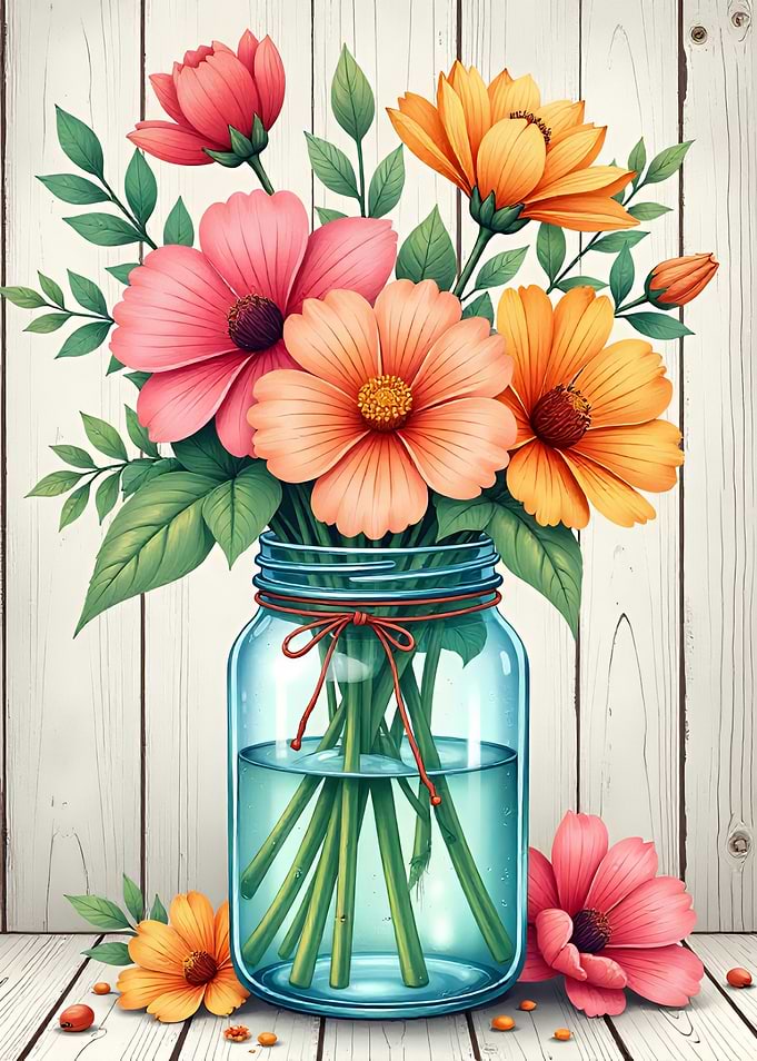 Flowers in a Jar Still Life