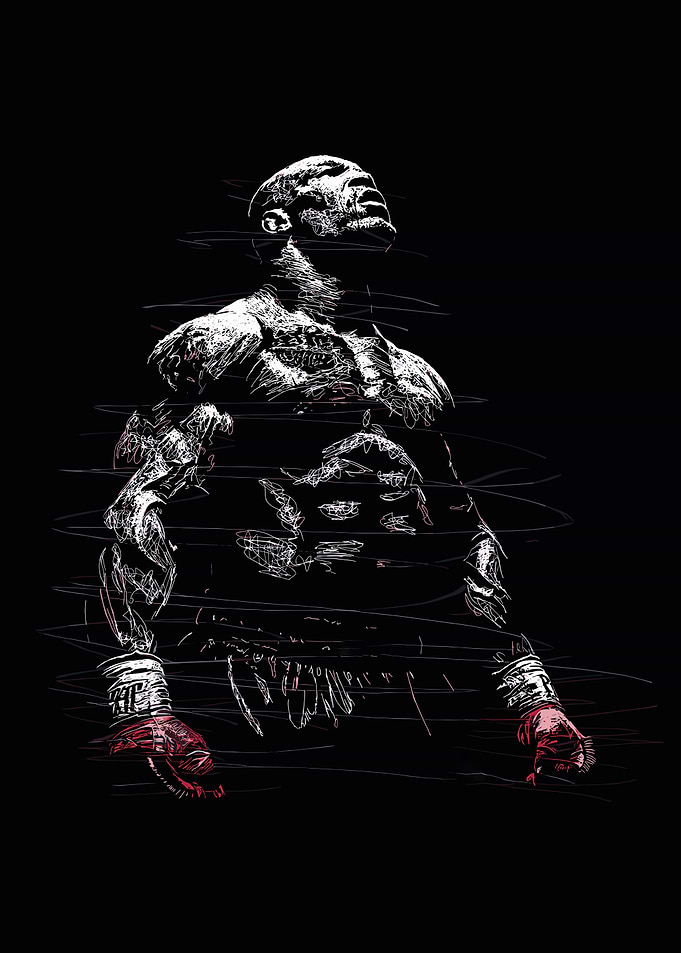 Boxer Illustration in Black and White