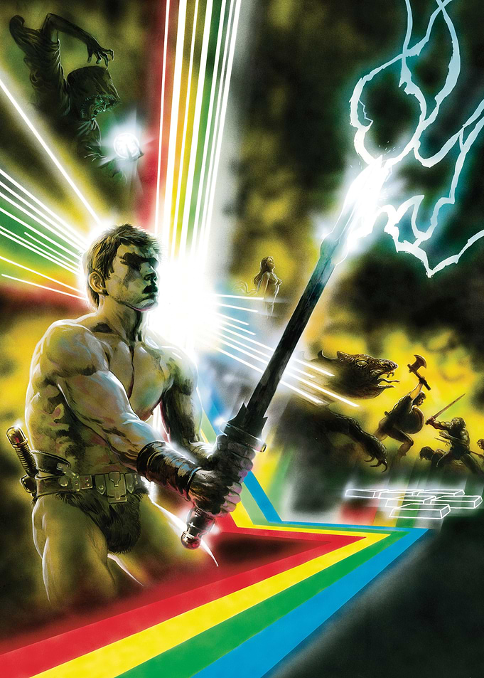 Fantasy Warrior with Sword and Lightning