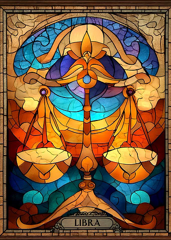 Libra Zodiac Sign Stained Glass Art