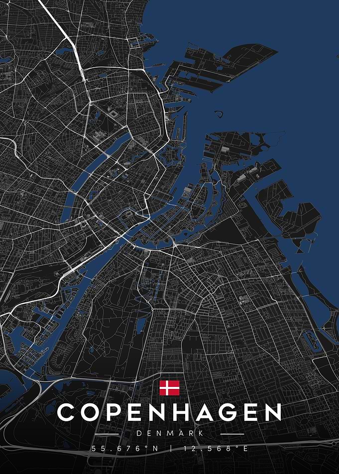 Copenhagen, Denmark City Map
