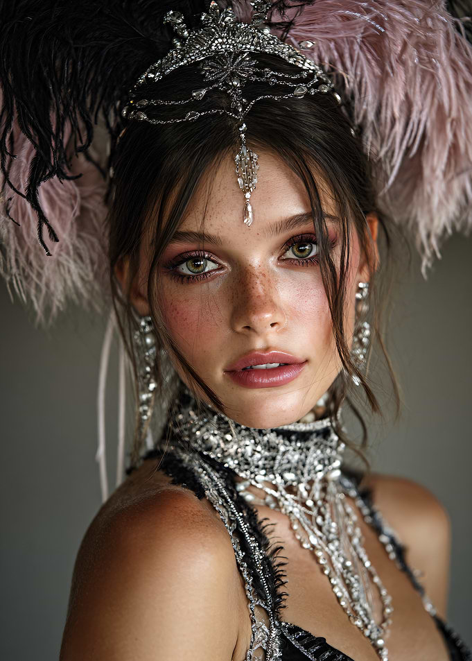 Portrait of a woman with ornate headdress