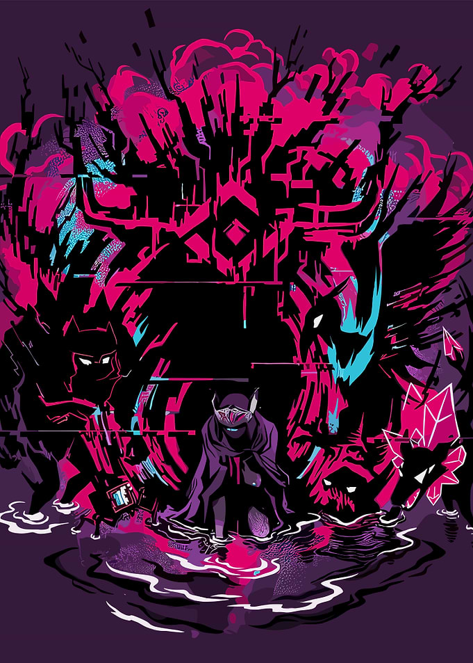 Abstract Dark Fantasy Character in Water