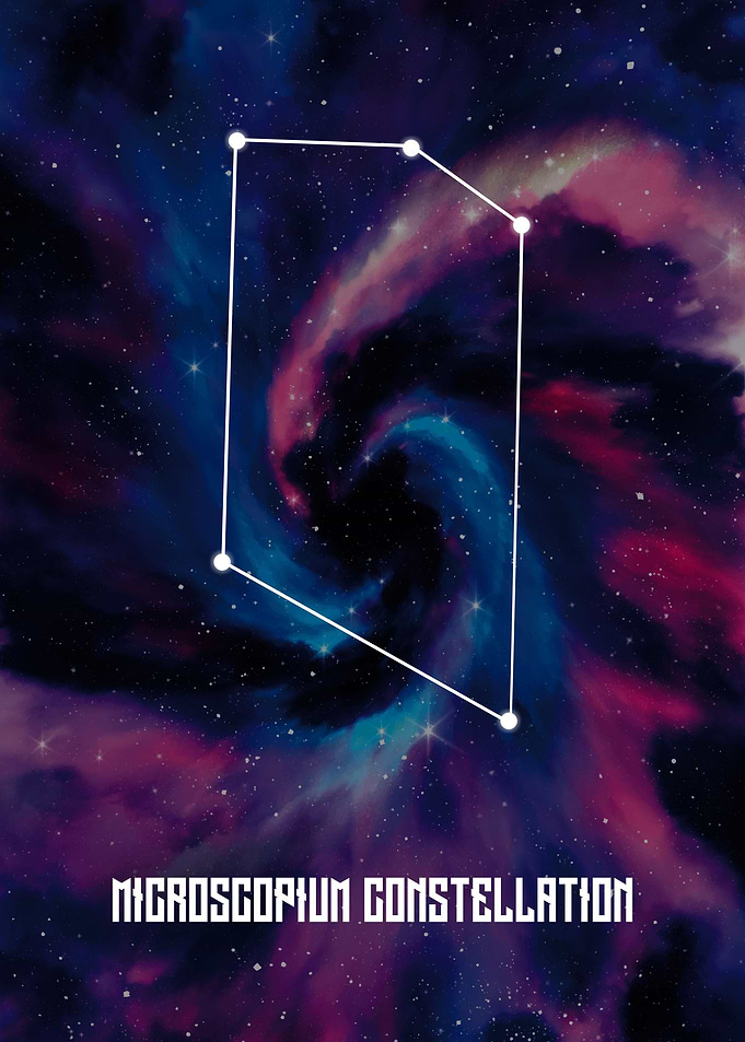 Microscopium Constellation on Nebula Background