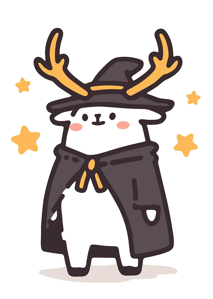 Cute Cartoon Deer Witch Illustration
