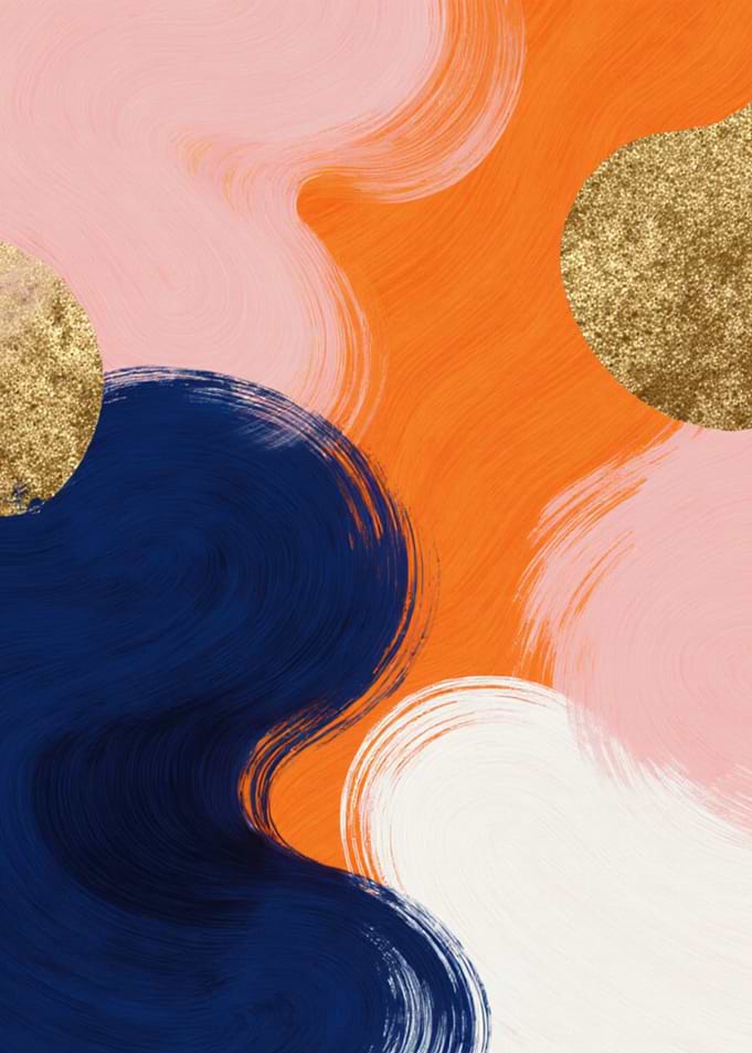 Abstract Brushstroke Art with Gold Accents
