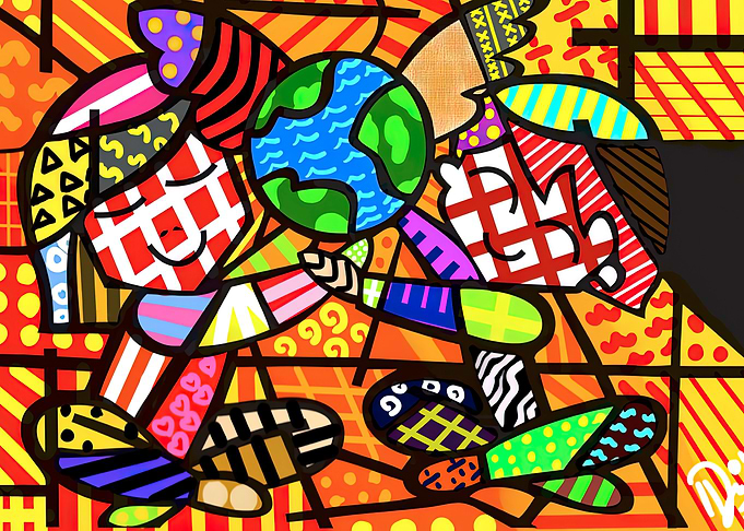 Colorful Abstract World Hug Art