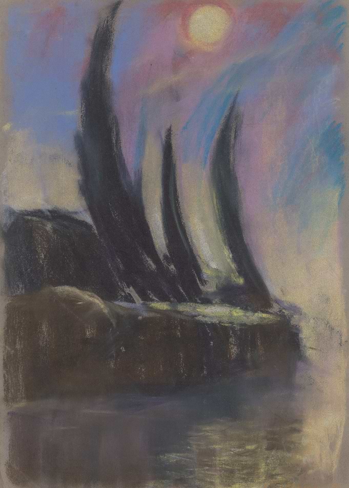 Abstract Landscape with Trees and Moon