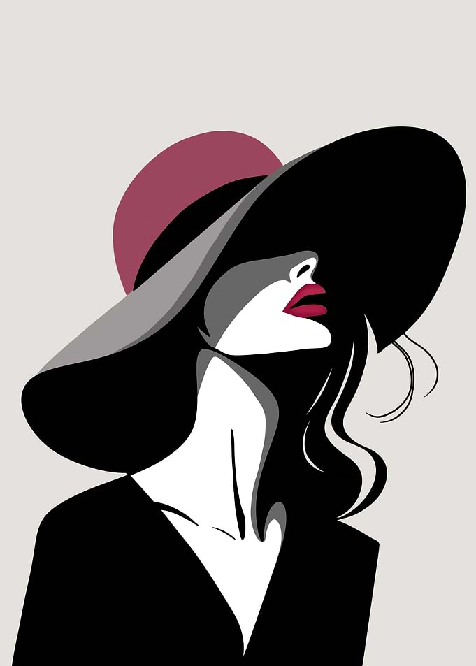 Elegant Woman in Hat Illustration