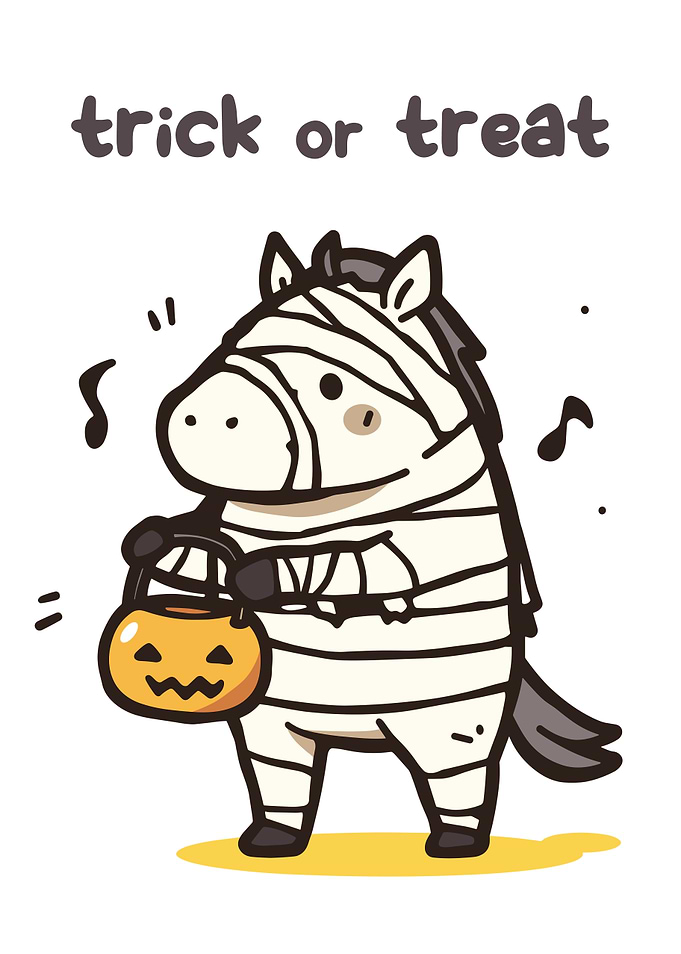 Cute Zebra Mummy Halloween Illustration