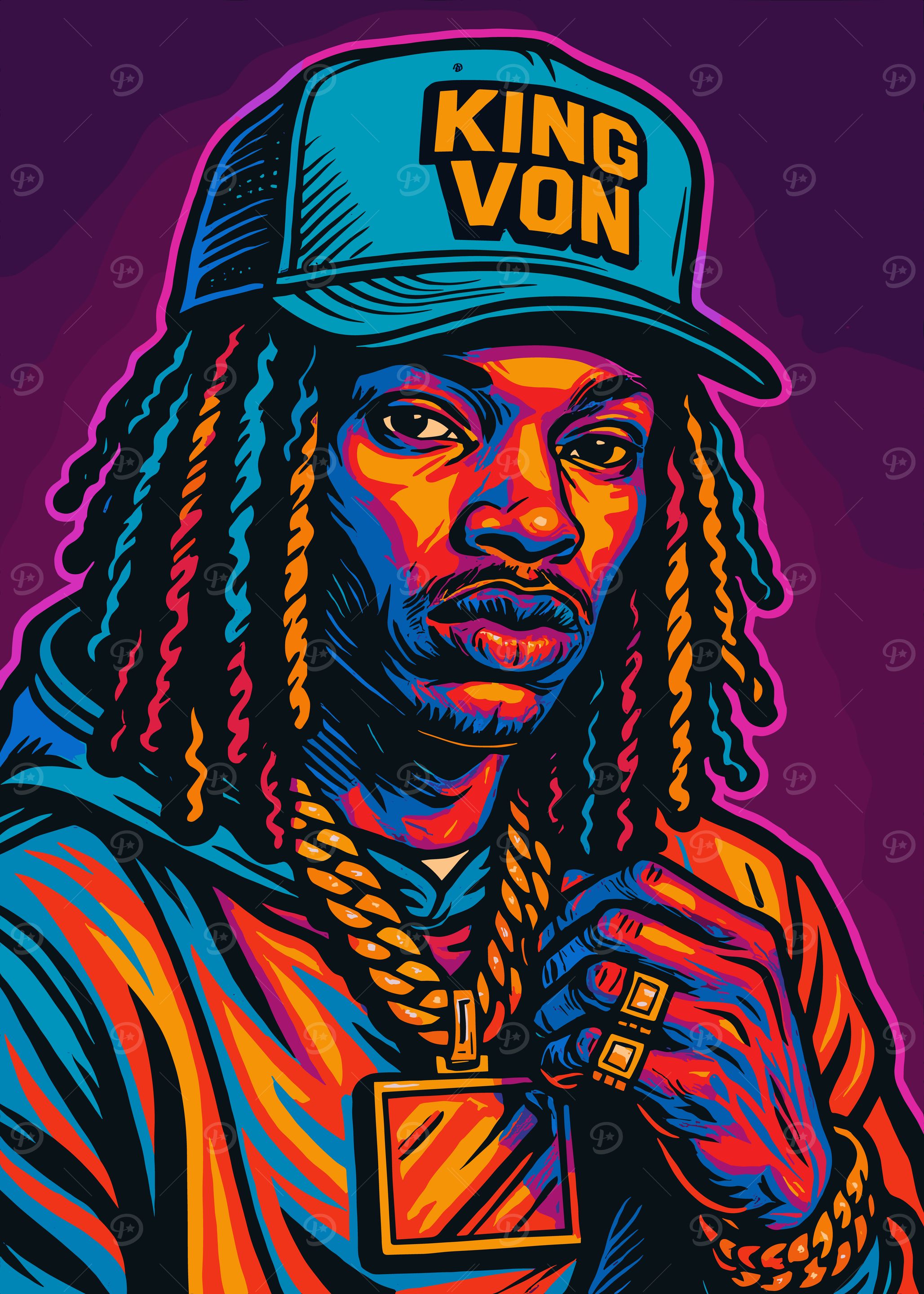 King Von Portrait Colorful Digital Art