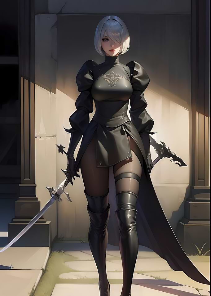 2B NieR Automata character art