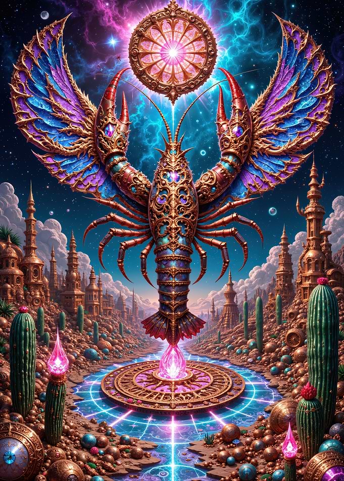 Ornate Lobster in a Fantasy Landscape