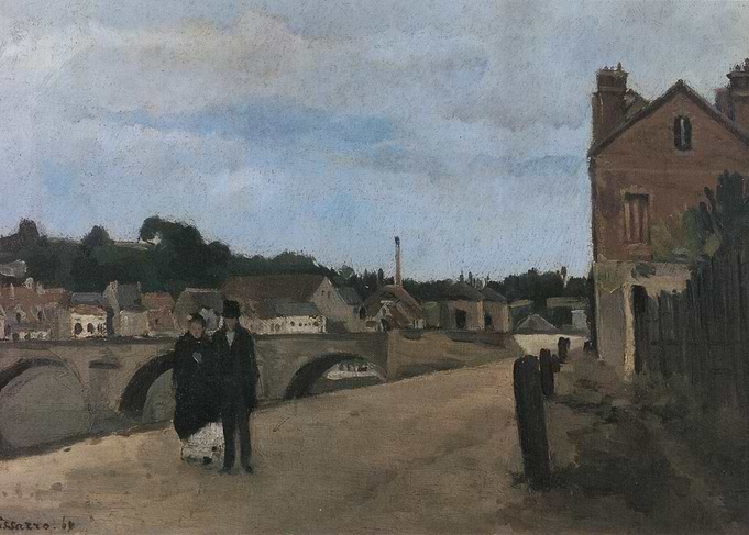 Pissarro's Landscape with Figures and Bridge