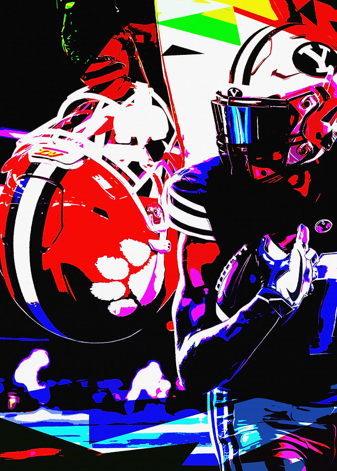 Football Player in Action, Abstract Art