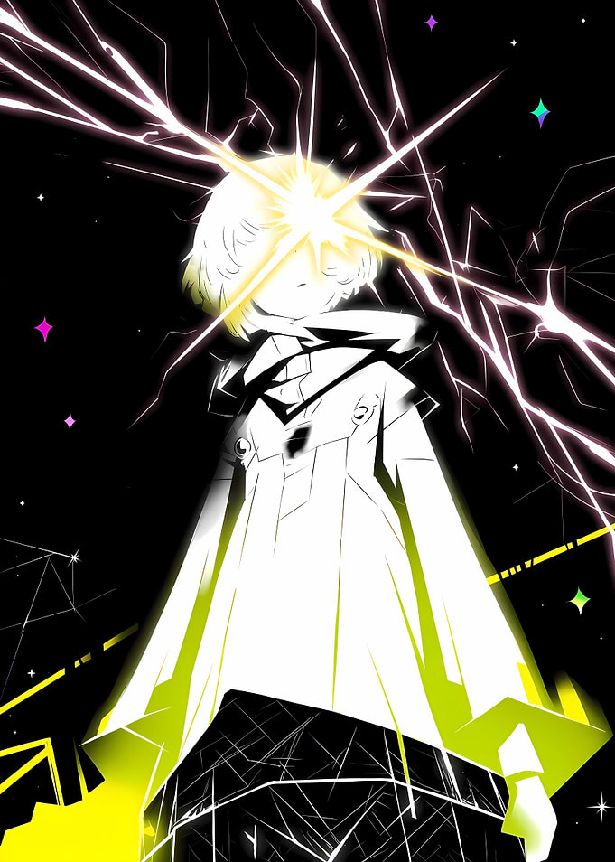 Abstract Figure with Lightning and Stars