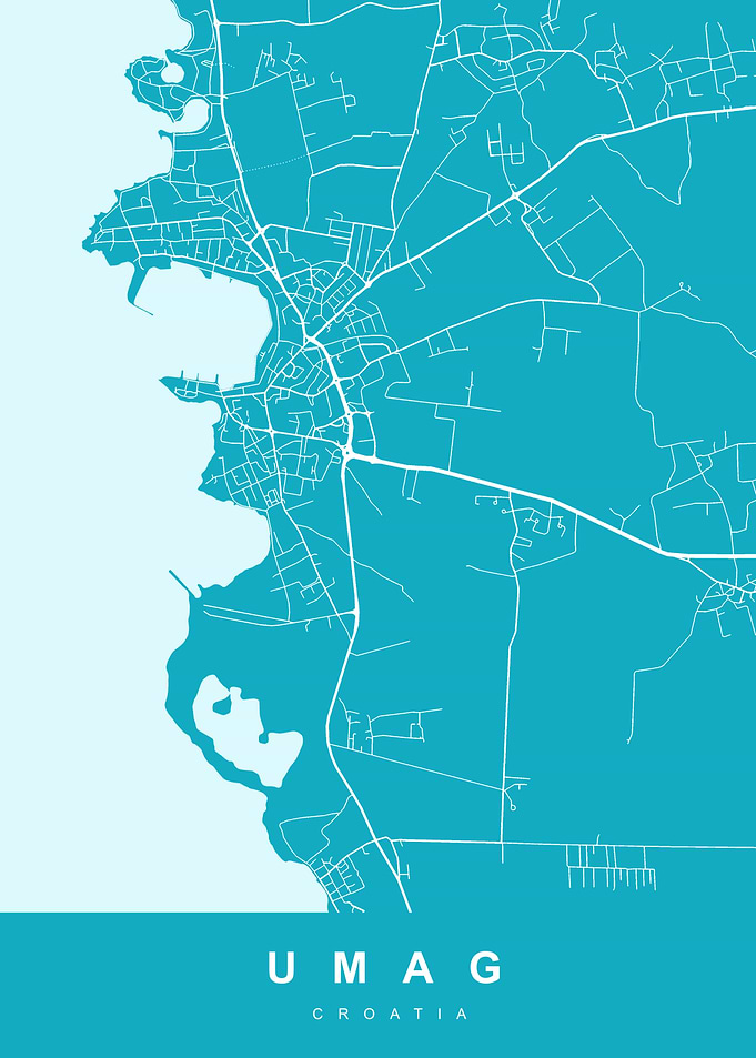 Umag, Croatia Map Art Print