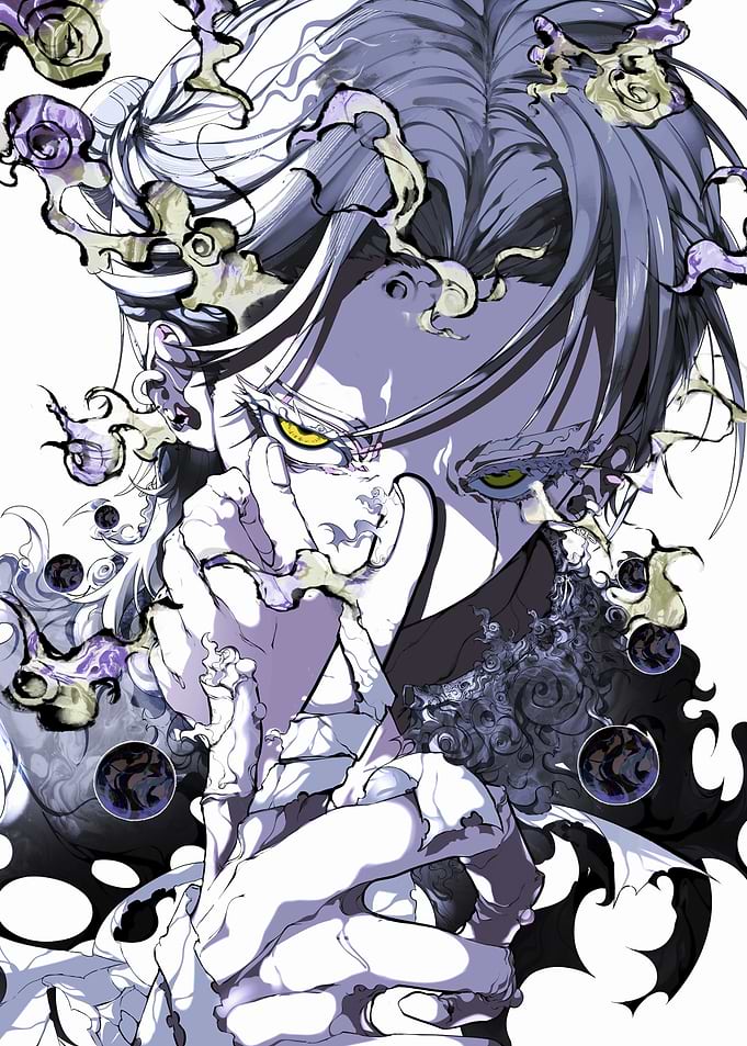 Anime Character Portrait with Abstract Elements