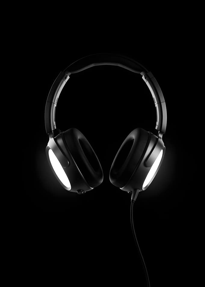 Black Headphones with Illuminated Earcups