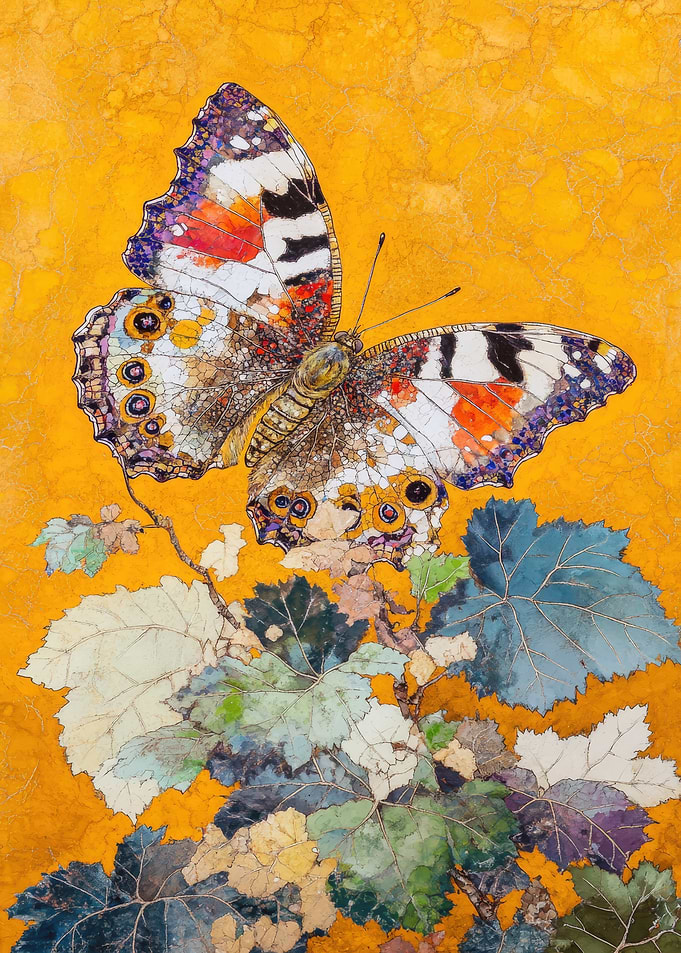 Butterfly on Leaves Painting