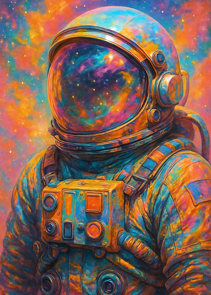 Colorful Astronaut in Space