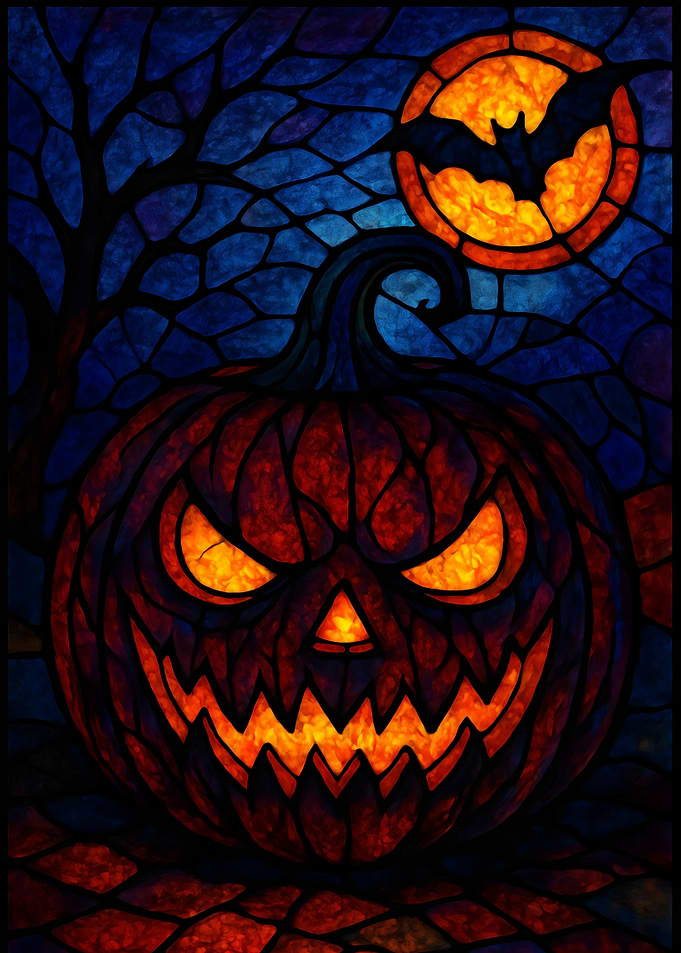 Halloween Pumpkin Stained Glass Art