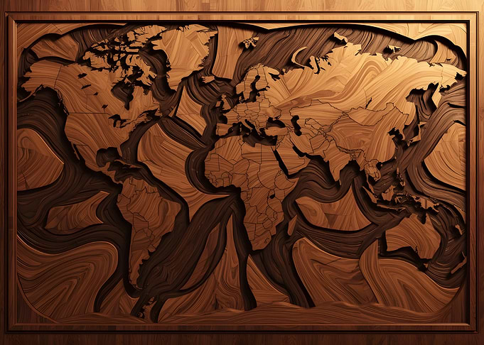 Wooden World Map Art