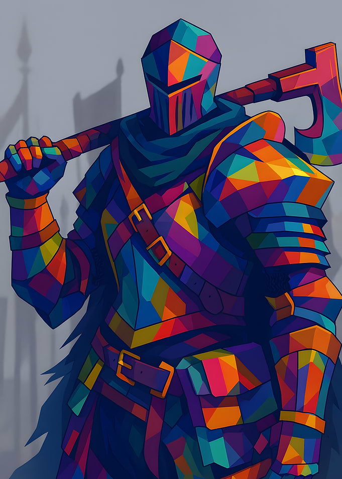 Colorful Knight with Axe