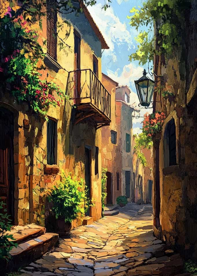 Italian Street Scene Painting