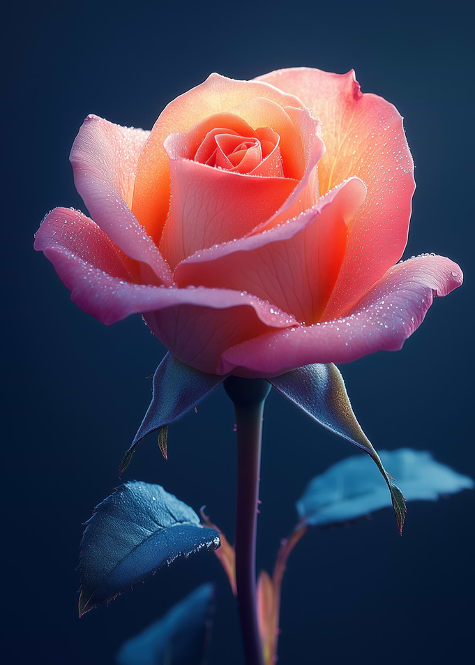 Pink Rose with Dew Drops