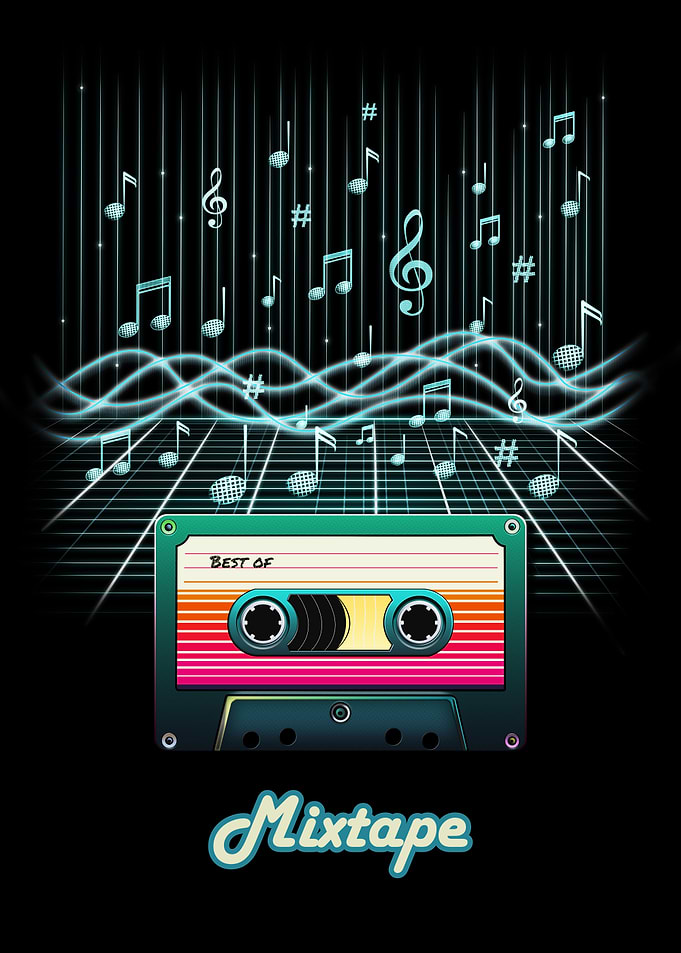 Retro Mixtape with Musical Notes