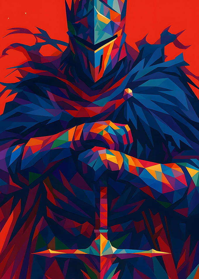Geometric Knight with Sword