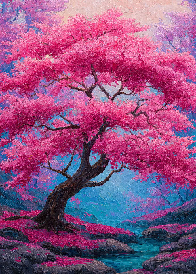 Pink Blossom Tree Painting