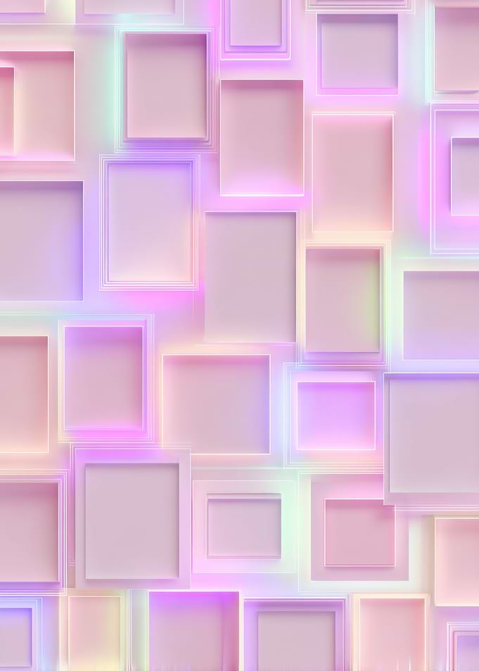 Pastel Squares with Neon Glow