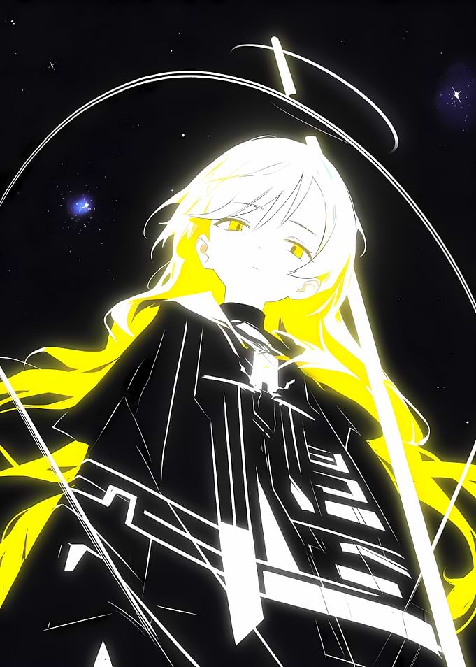 Anime Girl with Halo in Space