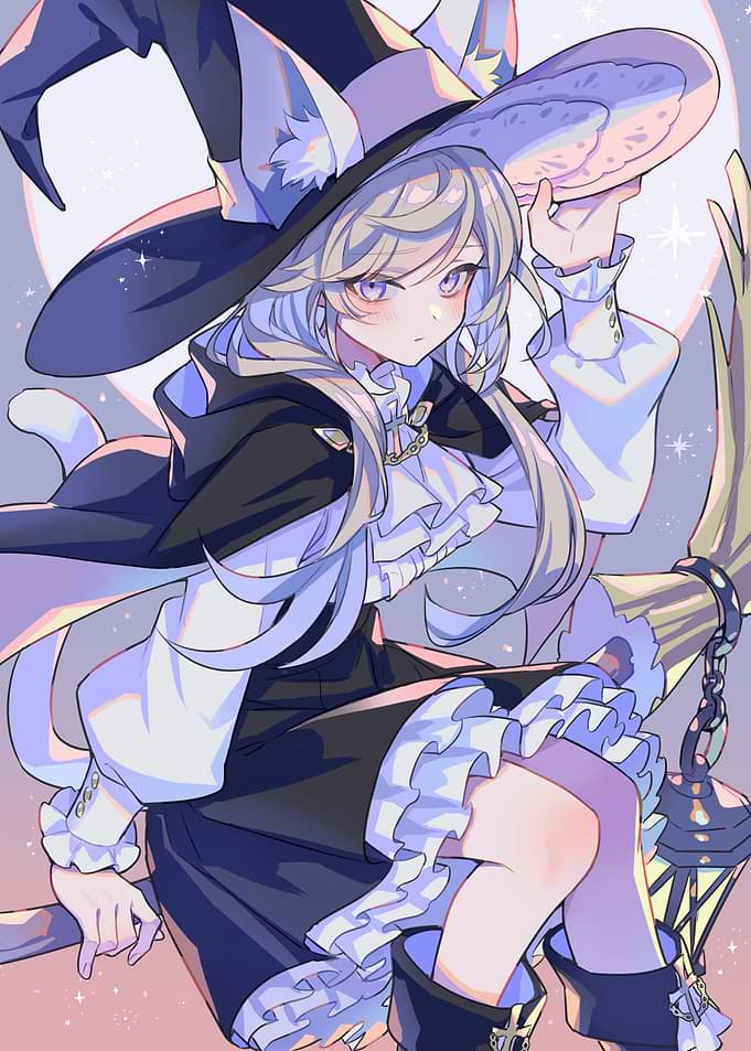 Anime Witch with Cat Ears