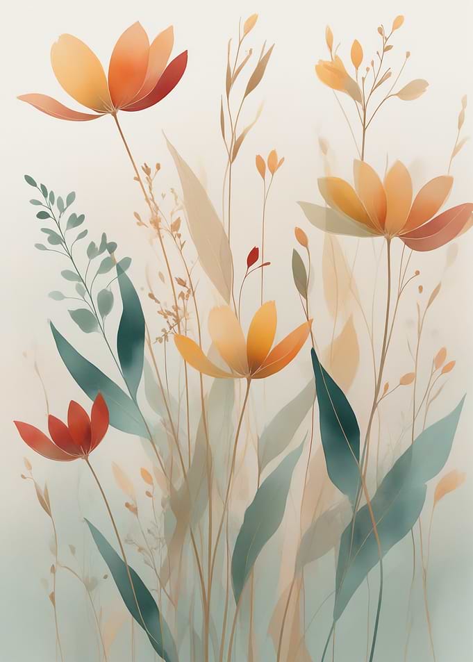 Watercolor Floral Arrangement with Warm Tones