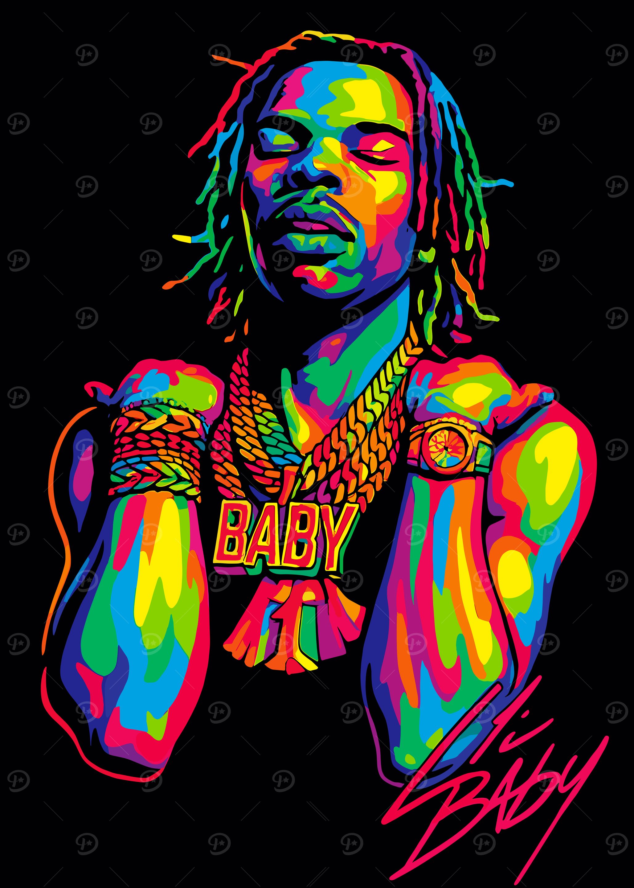 Lil Baby Colorful Portrait