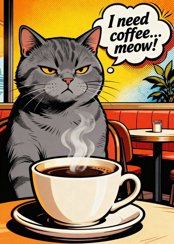 Grumpy Cat Needs Coffee Pop Art